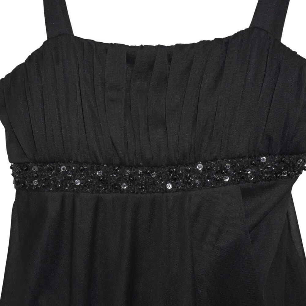 City Triangles Black Chiffon Fit & Flare Dress w/ Sequin Waistband Size M - Picture 3 of 6